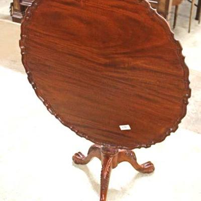  Mahogany Scalloped Edge Queen Anne Tilt Top Table with Birdcage Base 