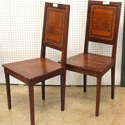  PAIR of ANTIQUE Inlaid Mahogany Side Chairs 
