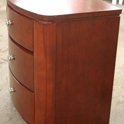  PAIR of Contemporary Mahogany Finish 3 Drawer Night Stands 