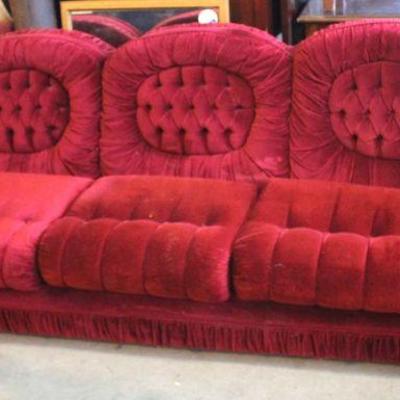  VINTAGE Mohair Upholstered Button Tufted Decorator Sofa 