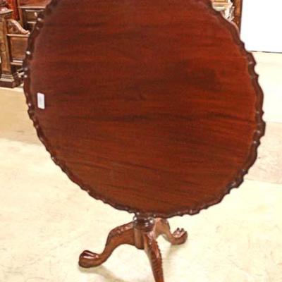  Mahogany Scalloped Edge Queen Anne Tilt Top Table with Birdcage Base 