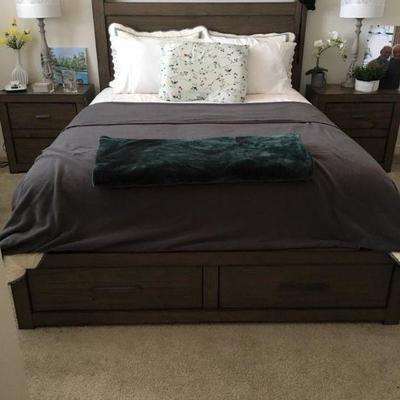 Queen size bed with storage  AND MATTRESS    BUY IT NOW  $ 425.00