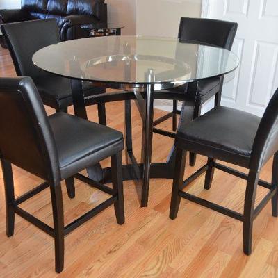 Item #12 High Top Glass Table w/4 Chairs  (Notice it matches the 3 smaller glass tables) 
This is such a nice high top table! Really...