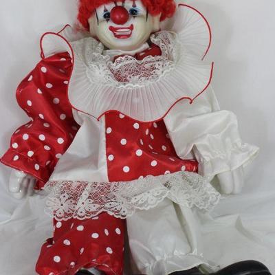 Porcelain Clown in Red and White (20â€)