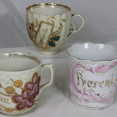 Antique â€œPresentâ€ Made in Germany Hand Painted Cups