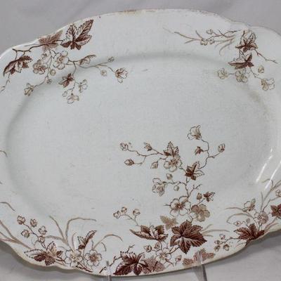 John Edwards Porcelaine De Terre â€œCharmâ€ Brown Transferware Platter (14 1/2â€) England