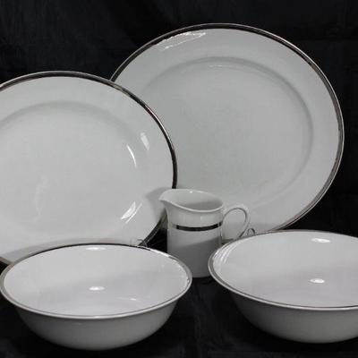 Alfred Clough Staffordshire England â€œSatin Whiteâ€ China: 12â€ Platter, 14â€ Platter, 9â€ Vegetable Bowl, 8â€ Vegetable Bowl and...