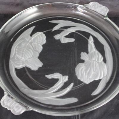 Vintage Frosted Irises 12â€ Cake Plate