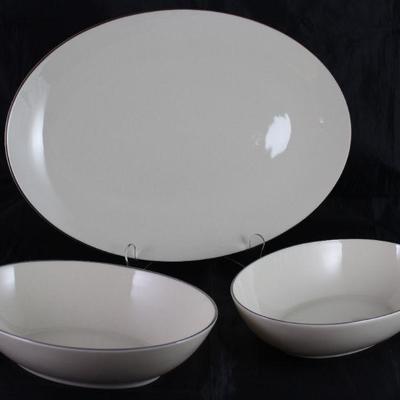 Lenox â€œOlympiaâ€ Platinum  Rim Ivory China:  16â€ Platter and 9â€ Oval Vegetable Bowl (2 ea.)
