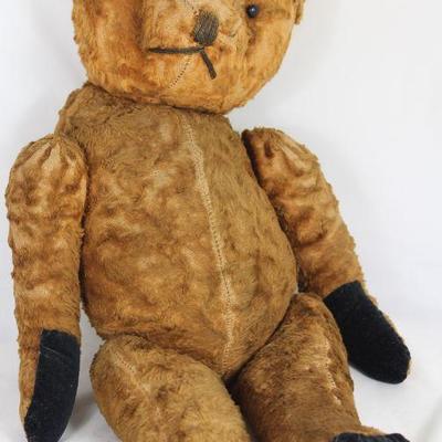 Antique Mohair Fully Jointed 23â€ Teddy Bear with Black Shoe Button Eyes