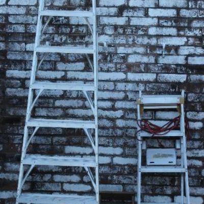 Aluminum Step Ladders; 12 Foot and 6 Foot & Small Wood Step Ladder