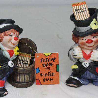 â€œPatchy Danâ€, The Match Man Bisque Porcelain Clown Match Safe Figurines 