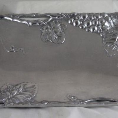 Arthur Court Aluminum Grape Design â€œTry Meâ€ Tray (19â€ x 8 1/4â€)