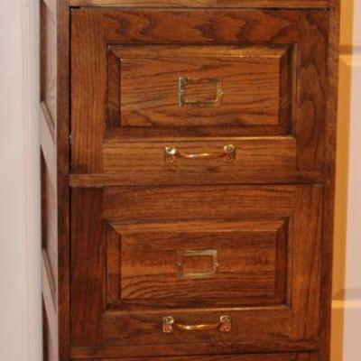 Oak Legal Size 4-Drawer Vertical  Filing Cabinet. 1 of 2 Shown. (18 3/4â€W x 25â€D x 53 1/2â€H)