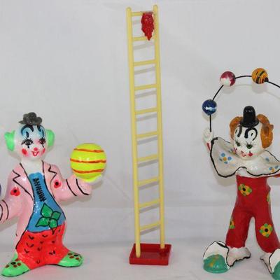  Handpainted Paper-MÃ¢chÃ© Clown with Balls, Vintage Stanley Home Products Clown on Ladder Mobile and  Paper MÃ¢chÃ© Juggling Clown.