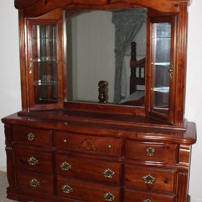 American Drew Inc. Dresser w/ Mirror with Display Shelves   (68”W x 80 “H x 19”D overall measurements)