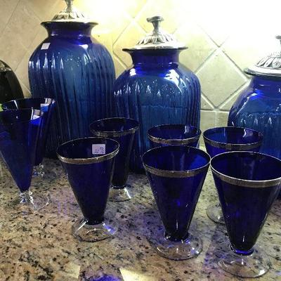 Blue Glass Decanters 