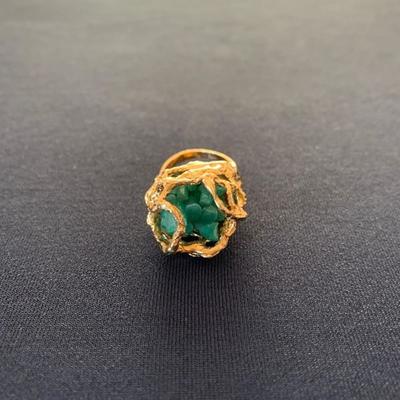 14kt gold & emerald chips custom ring