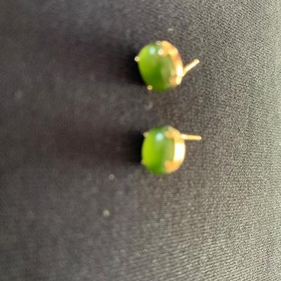 Jade, gold filled earrings