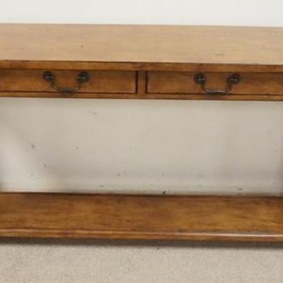 1068	TWO DRAWER CONSOLE TABLE, HAS A BOTTOM SHELF 
