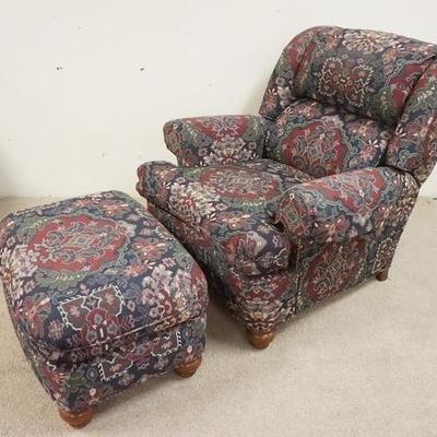 1053	MOTIONCRAFT UPHOLSTERED ARMCHAIR W/ MATCHING OTTOMAN
