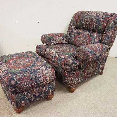 1054	MOTIONCRAFT UPHOLSTERED ARMCHAIR W/ MATCHING OTTOMAN
