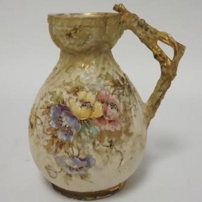 1075	HAND PAINTED TURN TEPLITZ VASE MARKED RSIK MADE IN AUSTRIA, 6 IN H 
