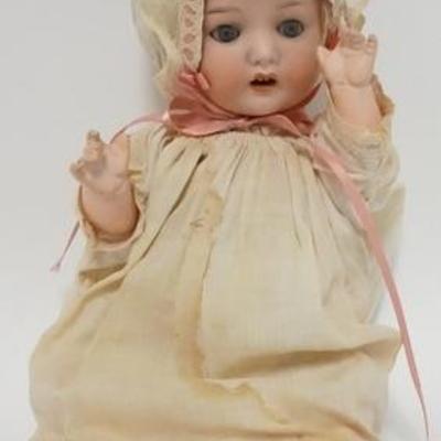 1090	PM GERMANY BISQUE HEAD DOLL. 23, 12 IN H 
