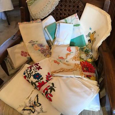 Vintage Printed & Embroidered Tablecloths, Linens and More!