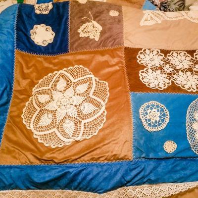Vintage Handmade Comforter with Doily Details