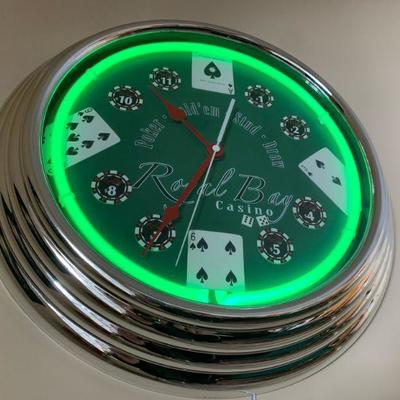 Poker Brand Neon Wall Clock 