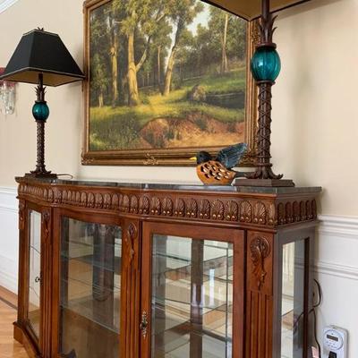 Mirrored Back Marble Top Sideboard 