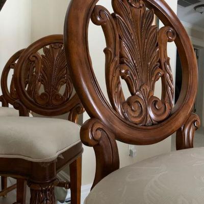 Carved Frame Bar Stools, Set of SIX 