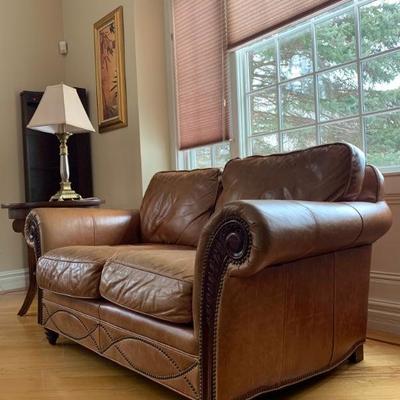 Three Piece Leather Living Room Set with Nail Head Trim from Leather Master 