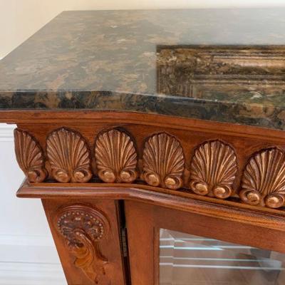 Mirrored Back Marble Top Sideboard 