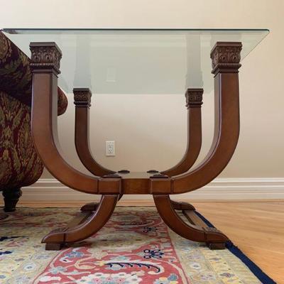 Hurtado, Made in Spain, Neoclassical Glass Top Coffee Table and End Table Set