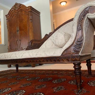 Fainting Couch with Carved Frame 