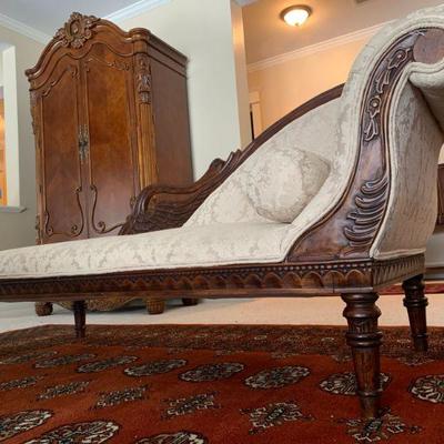 Fainting Couch with Carved Frame 