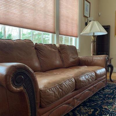 Three Piece Leather Living Room Set with Nail Head Trim from Leather Master 
