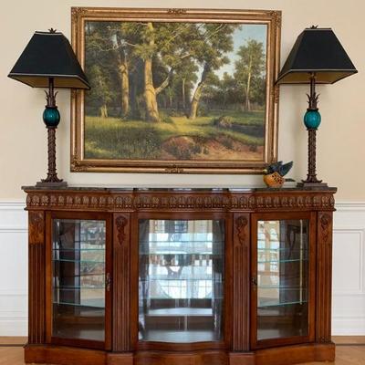Mirrored Back Marble Top Sideboard 