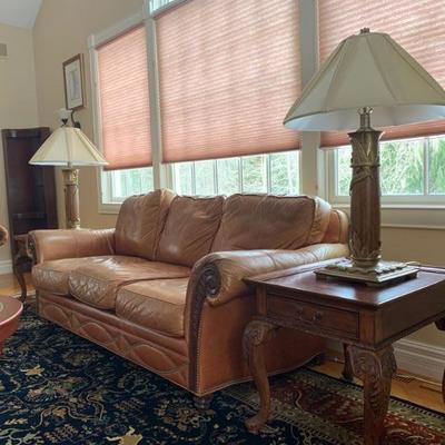 Three Piece Leather Living Room Set with Nail Head Trim from Leather Master 