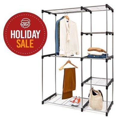 Deluxe Double Rod Closet Organizer Freestanding Wa ...