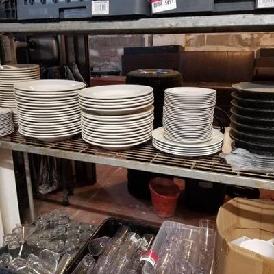 Various Size White Plates, Trays