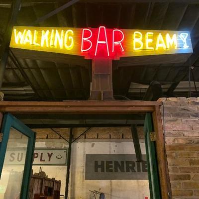 Double sided three color neon bar sign