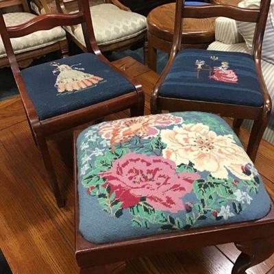 Childrens Chairs w/Needlepoint Seats