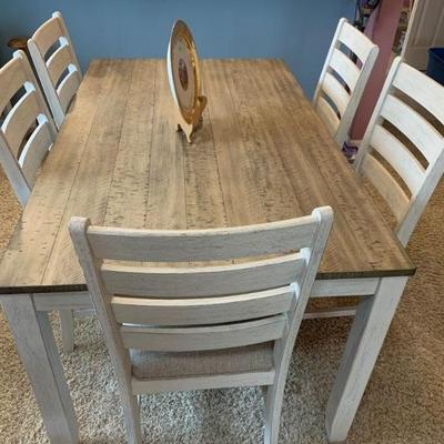Coastal 'Plank Top' Rectangular Dining Table w/6 Chairs - $485