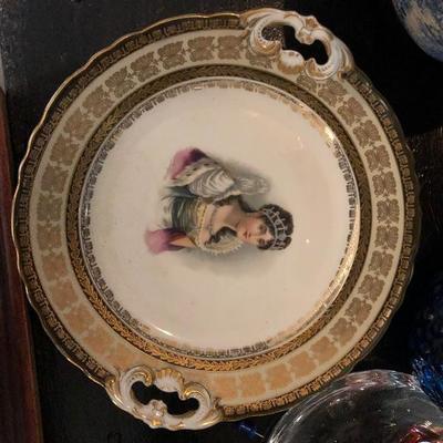 Antique Porcelain 19th Century plate, RARE serves Red Crown mark- $80