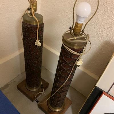 Vintage Cinnabar and Iron Lamp set-1960â€™s mid Century-$50 