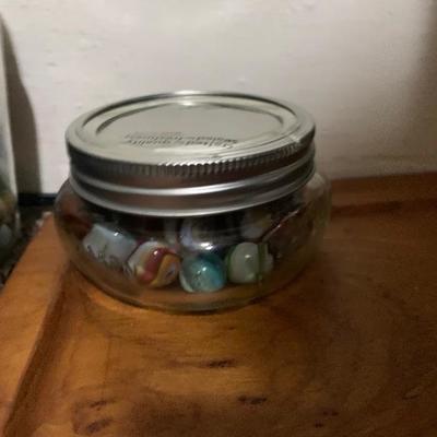 Jar of vintage marbles-$20