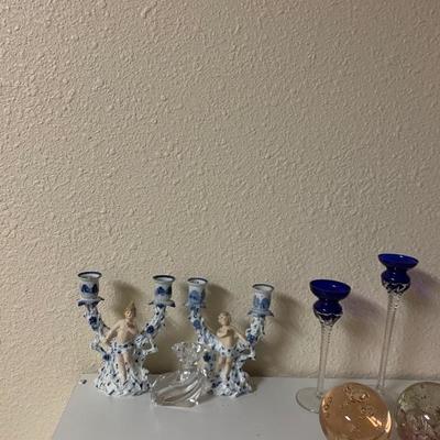 Cobalt glass candleholders -$7